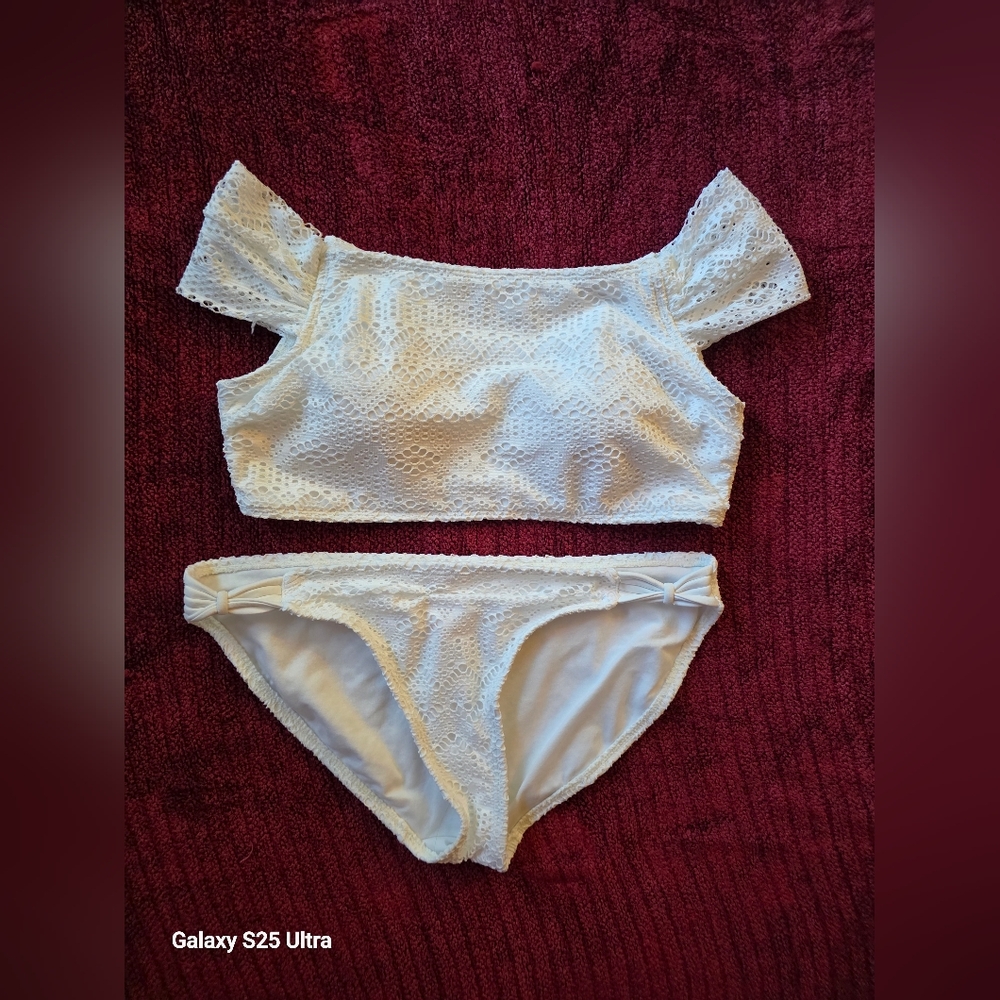 No Boundaries Off-Shoulder White Bikini Set